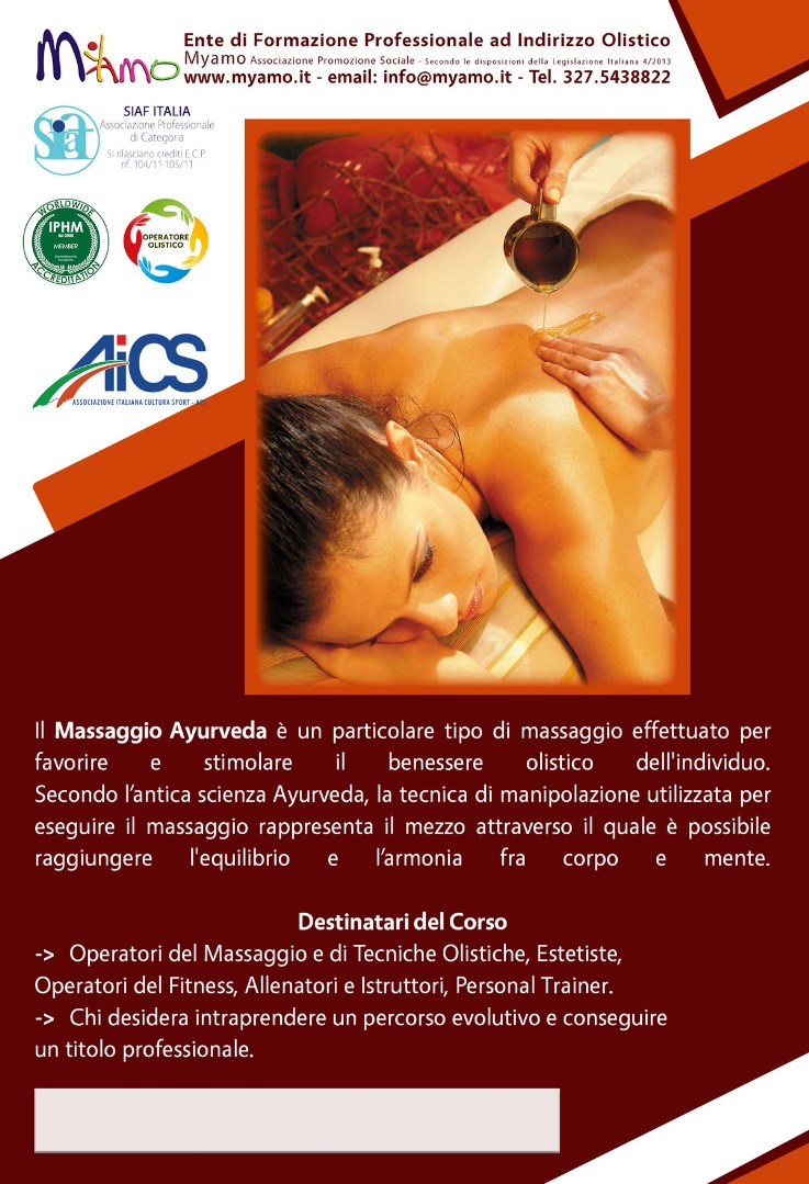 Operatore Massaggio Ayurveda Myamo